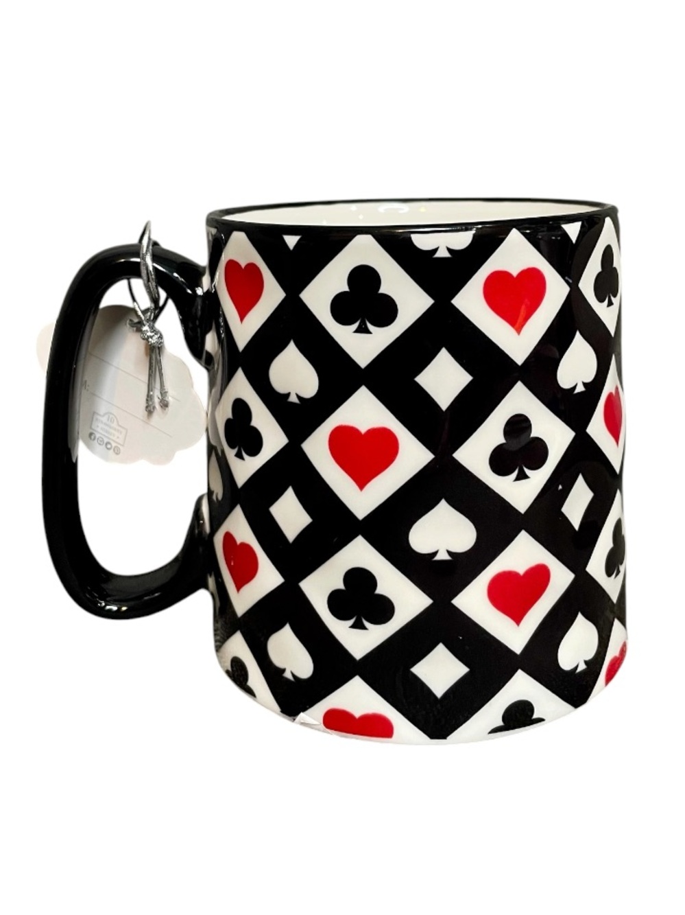 Bella Playing Card Poker Heart Spade Clover Diamond Patterned 14oz Ceramic Mug - Picture 2 of 4